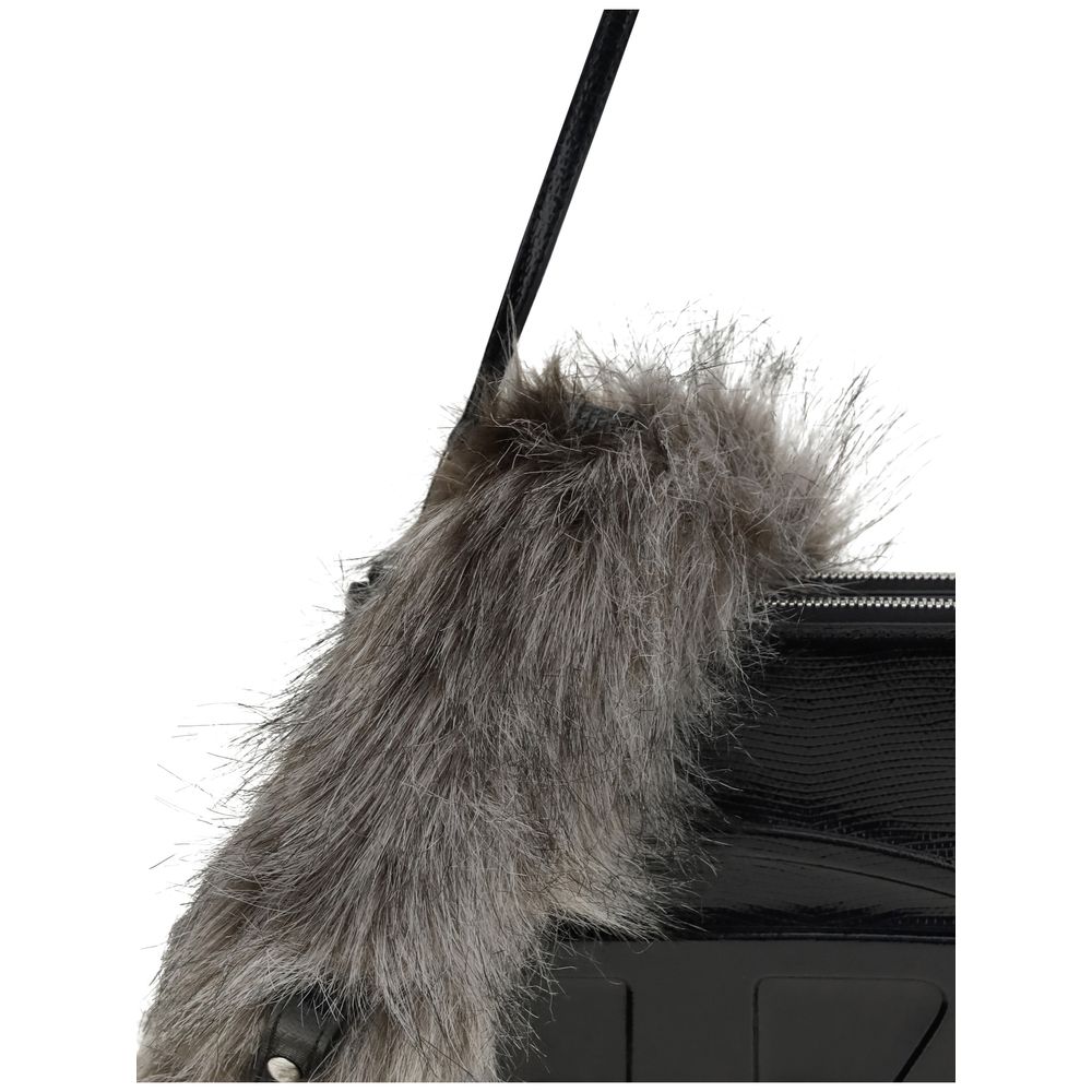 Schwarze Bos Taurus Schultertasche aus Kalbsleder