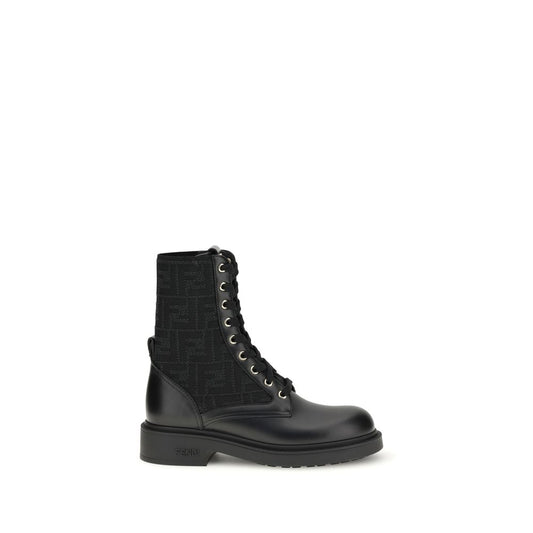 Fendi The FF Biker Lace-Up Boots