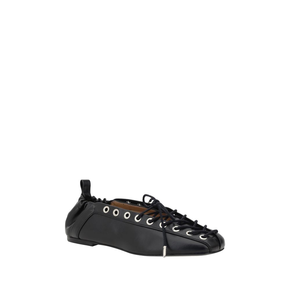 Black Polyester Ballet Flats