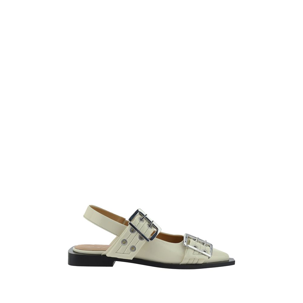 Ganni The Feminine Buckle Ballerinas Flats