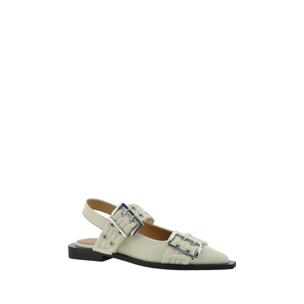 Ganni The Feminine Buckle Ballerinas Flats