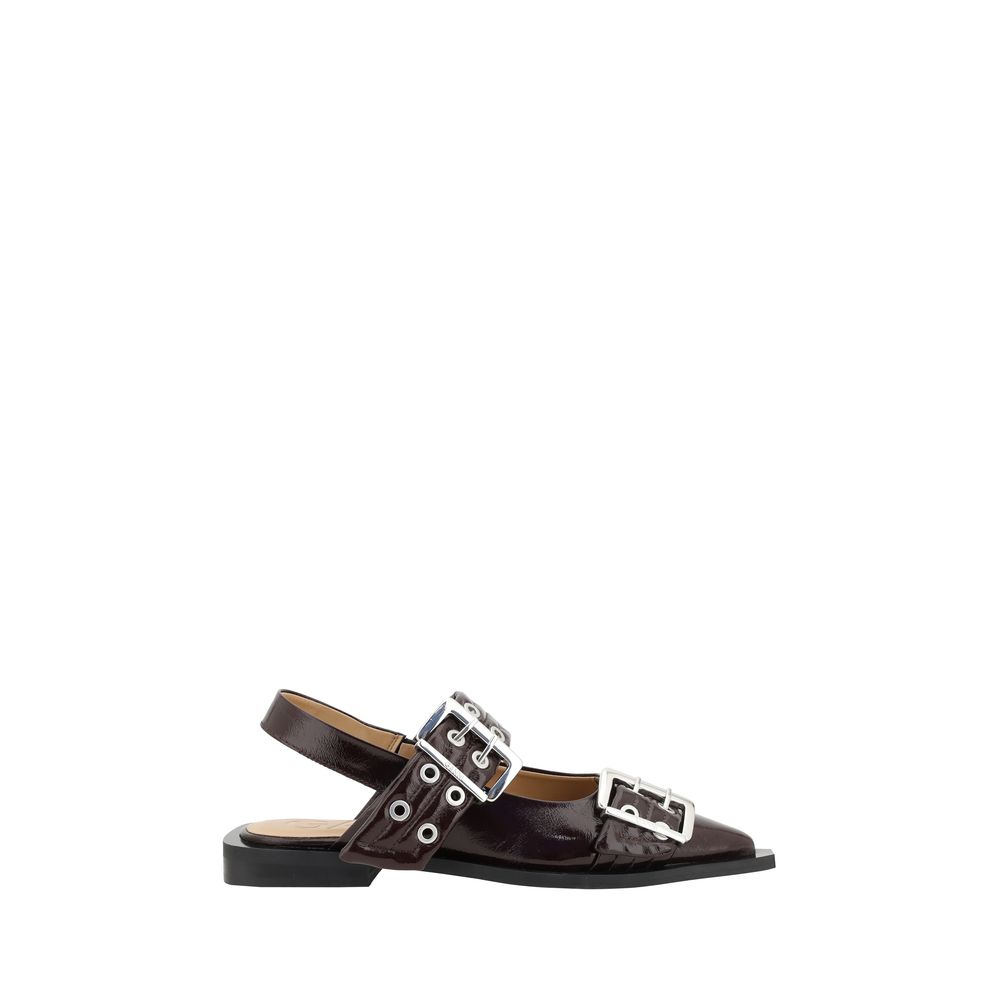 Ganni Buckle Ballerinas Flats