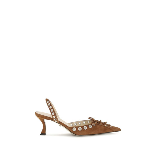 Mach&Mach Lace-Up Slingback Pumps